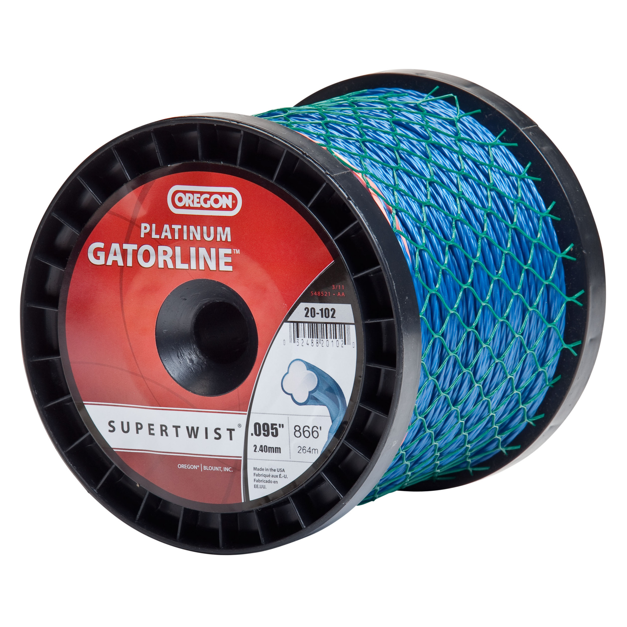 Oregon, Platinum Magnum Gatorline Trimmer Line, Line Diameter 0.095 in, Line Length 866 ft, Model# 20-102